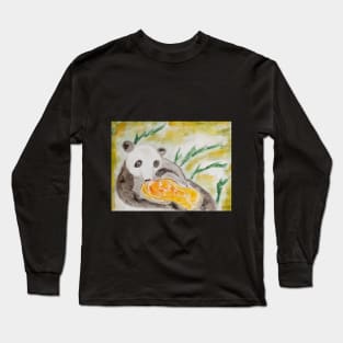 panda, pumpkin, animal, halloween, food, harvest, nature, landscape, cute Long Sleeve T-Shirt